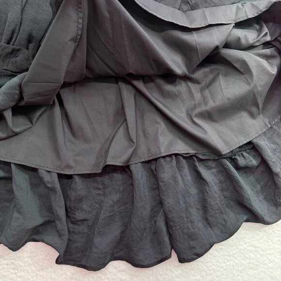 Summersalt Silky Luxe Maxi Dress Smocked Ruffle Hem Tie Straps Black Boho Size M - Picture 8 of 11